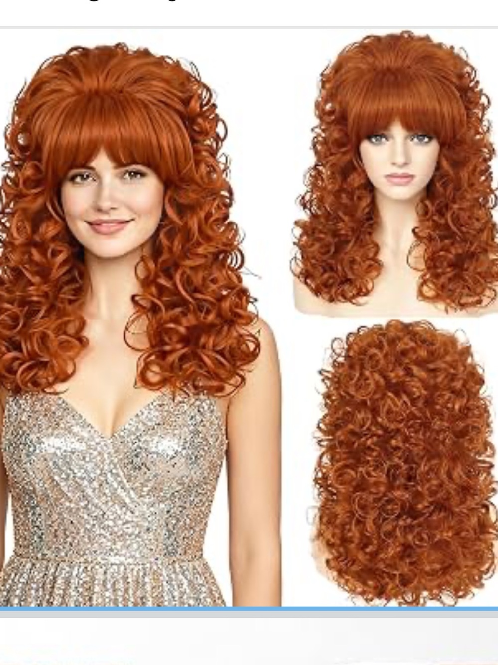 Synthetic Orange Wig with Bangs